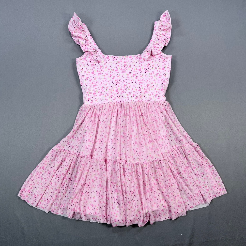 Blogilates Womens XS Pink Floral Recycled Poly Mesh Tiered Active Mini Dress - Picture 2 of 7